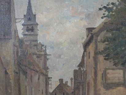 null Jules Félix BRIEN (1871- 1945) : vue de village. Huile sur toile. Signé en bas...