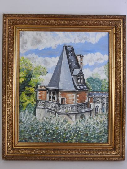 null M GRILLON (XXe) : Pavillon Anne de Bretagne à Blois. Aquarelle. Signé en bas...