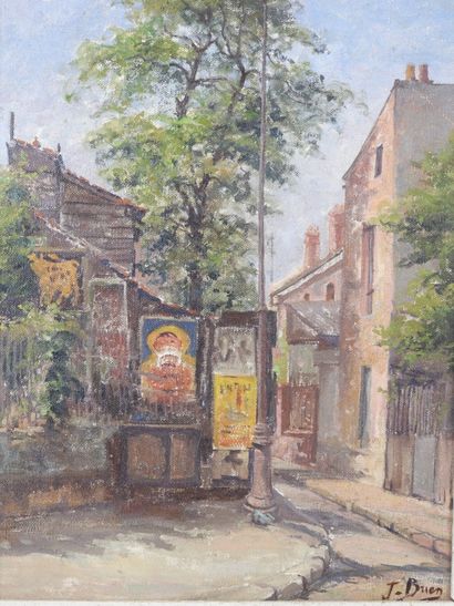 null Jules Félix BRIEN (1871- 1945) : vue de village. Huile sur toile. Signé en bas...