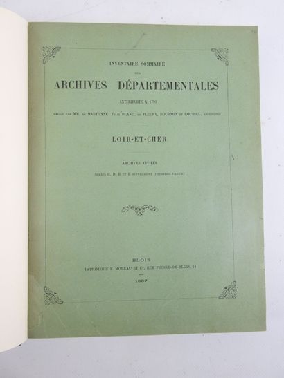 null [LOIR-ET-CHER]. Inventaire Sommaire des archives départementales antérieures...