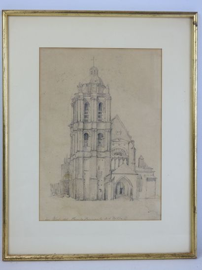 null Blois, façade principale de l'église. Dessin, monogrammé A.D. Daté en bas à...