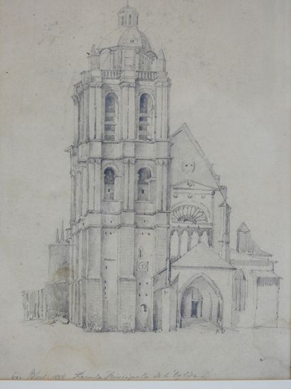 null Blois, façade principale de l'église. Dessin, monogrammé A.D. Daté en bas à...