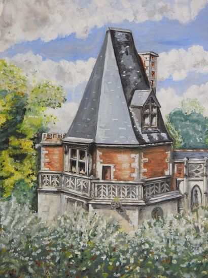 null M GRILLON (XXe) : Pavillon Anne de Bretagne à Blois. Aquarelle. Signé en bas...