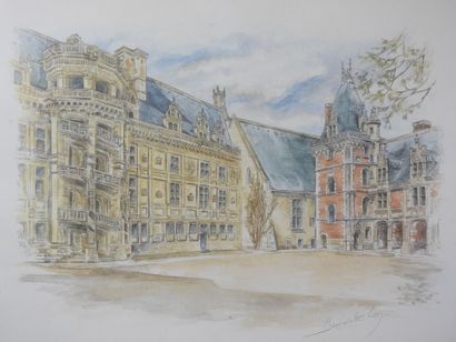 null Château de Blois et Château de Chambord. Deux impressions couleurs. Signatures...