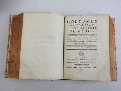 null FOURRE François. Coutumes générales du pays et comté de Blois, ensemble les...