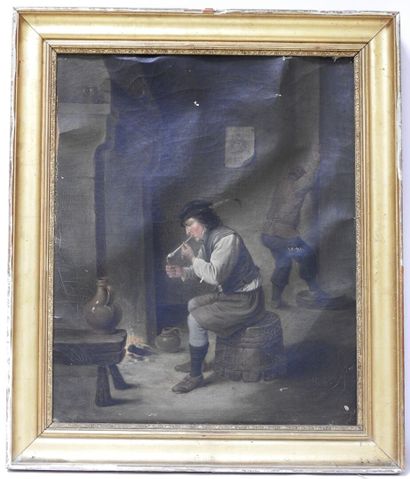 null Ecole FRANCAISE du XIXe siècle
Le fumeur de pipe.
Huile sur toile.
61 x 50 cm.
Usures,...