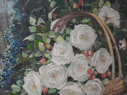 null Jules BULTEAU - XXth century
Still life with a basket of roses.
Oil on canvas....
