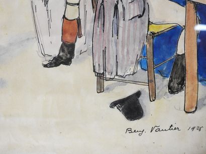 null B. VAUTHIER - XXth century
Costume party.
Pen and watercolor highlights. Signed...