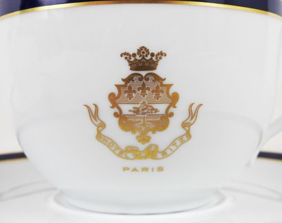 null LIMOGES
Pair of large porcelain cups and saucers from the Hotel Ritz in Paris.
Diameter...