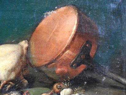 null Ecole FRANCAISE du XIXe siècle
Nature morte au cuivre
Huile sur toile.
33 x...