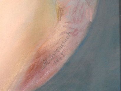 null Blanche JACQUEMOT (1875-?)
Jeune femme au collier de perles en chute
Pastel
Signé...