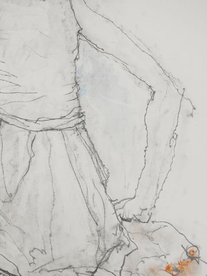 null Jean JANSEM (1920-2013)
Joëlle de dos assise. 
Crayon graphite et pastel. Signé...