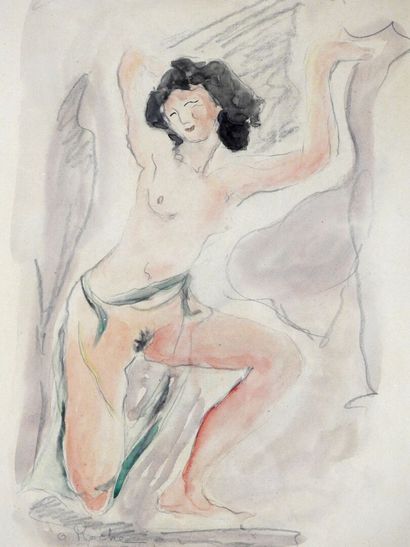 null Odilon ROCHE (1868-1947)
La danseuse au voile
Aquarelle et dessin sous-jacent...