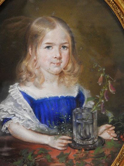 null Hippolyte Joseph LEQUEUTRE (1793-1877) attribué à
Jeune fille composant un bouquet...
