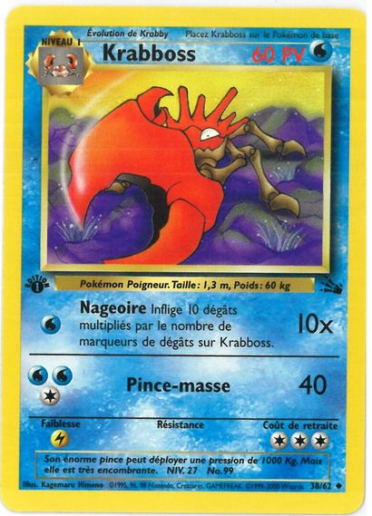 null POKEMON - Fossile en édition 1
Carte KRABBOSS 38/62 Wizards Evolution Ed. 1...