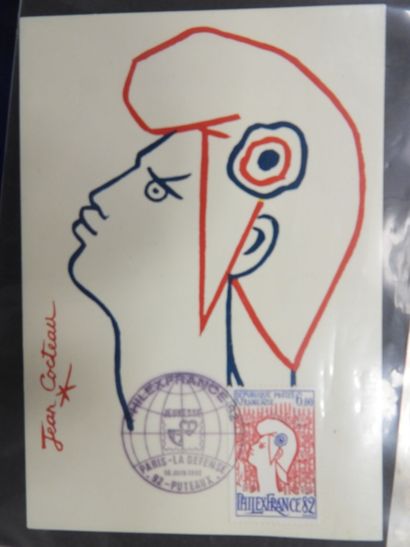 null FRANCE 2 petits classeurs bordeaux de timbres-poste oblitérés, thématique « Albert...