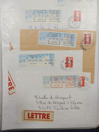 null FRANCE 1 classeur rouge-orangé de timbres-poste oblitérés de distributeurs et...