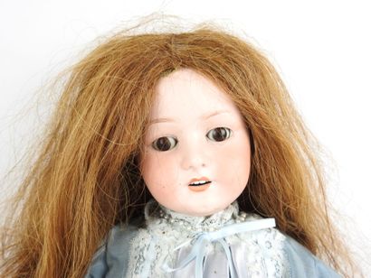 null HEUBACH: Porcelain head doll, brown sleeping eyes, open mouth and German body....
