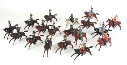null W BRITAIN: Lot of hollow lead riders. Signed on the back. H : 9 cm. Wear and...