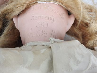 null ARMAND MARSEILLE GERMANY: Porcelain head doll, brown sleepy eyes and open mouth,...
