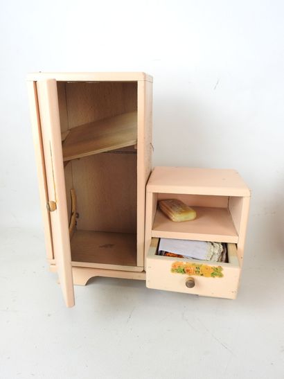 null FURNITURE and ACCESSORIES for dolls including: a bed and a wardrobe in painted...
