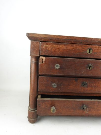 null COMMODE of MAITRISE in natural wood opening with four drawers. H : 35 - W :...