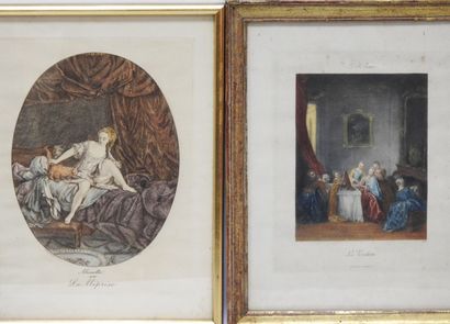 null Meeting of three prints in colors and aquatint representing Minette or The Misunderstanding,...