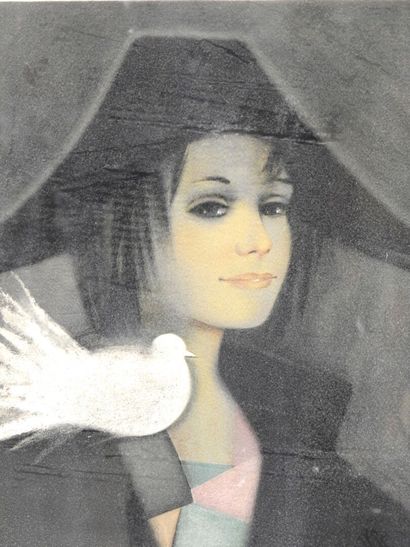 null R. W. THOMAS - XXeme
Femme à la colombe
Lithographie en couleurs
Epreuve d'artiste...