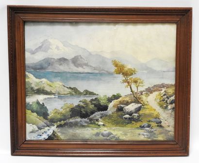 null R. BERTRAND - XXth century
Mountainous landscape.
Watercolor. Signed and dated...