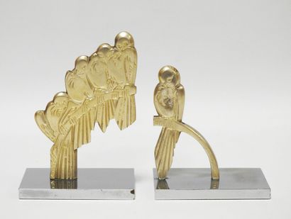 null HERZIC
Parakeets.
Pair of bookends in chromed metal.
Signed. 16 cm high, total...