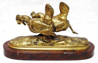 null Emmanuel FREMIET (1824-1910)
Bronze group representing two hens in race.
Proof...