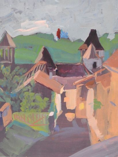 null Ecole FRANCAISE - XXeme
Esquisse préparatoire au pastel et une gouache représentant...