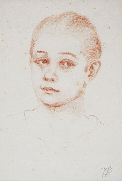 null Portrait of a young thoughtful man.
Jacomet process. Monogrammed in graphite...