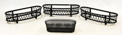 null Suite of three supports of planter in iron lacquered green openwork. 15 x 70...