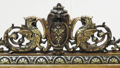 null Large rectangular mirror in wood and gilded stucco decorated with an openwork...