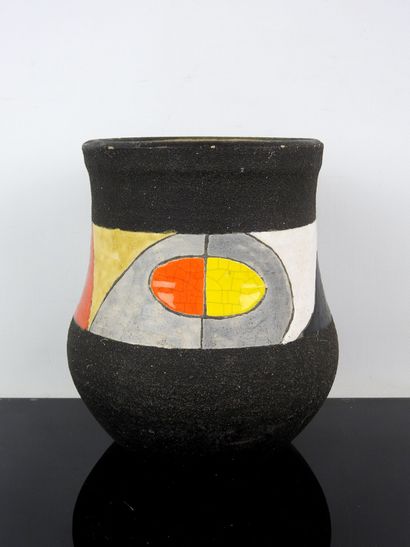 null Gilbert VALENTIN (1928-2001) - Les Archanges : Ceramic vase with yellow, orange,...