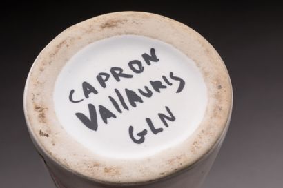 null Roger CAPRON (1922-2006): Glazed ceramic condiment set including oil cruet,...