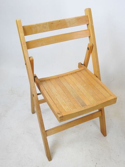 null Aldo JACOBER (born 1939), in the style of: Pair of folding chairs in natural...