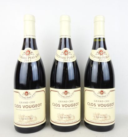 3 bouteilles Clos Vougeot Grand Cru 2011...