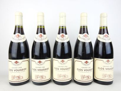 5 bouteilles Clos Vougeot Grand Cru 2007...