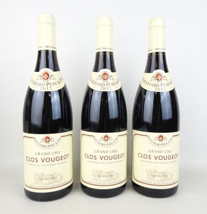 3 bouteilles Clos Vougeot Grand Cru 2012...