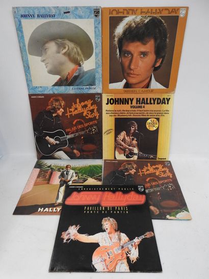 null Lot de disques vinyles 33T de Johnny Hallyday comprenant : Pavillon de Paris,...