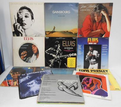 null Lot de 16 disques vinyles 33T Elvis Presley, Serge Gainsbourg, Jane Birkin,...