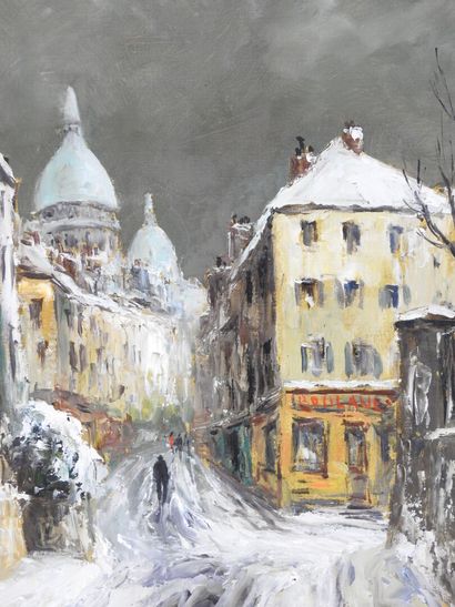 null M. MASSON - XXème siècle
Montmartre et le Sacré-Coeur sous la neige
Huile sur...