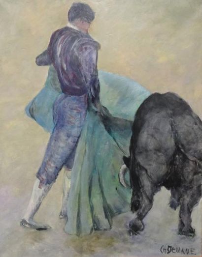 CASTELLANE (XXe) Torero. Huile sur toile. Signé en bas à droite. 82x71 cm