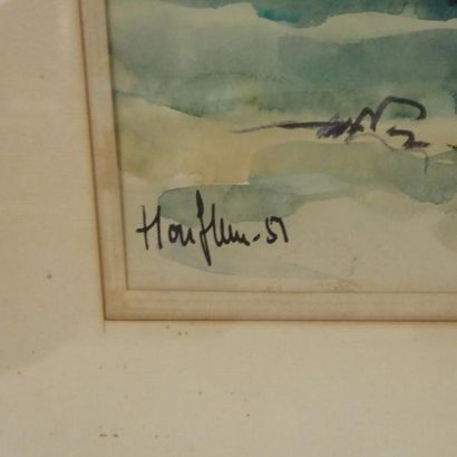 null Robert Ph. LAVOINE (1916-1994): Honfleur. Aquarelle. Signé en bas à droite et...