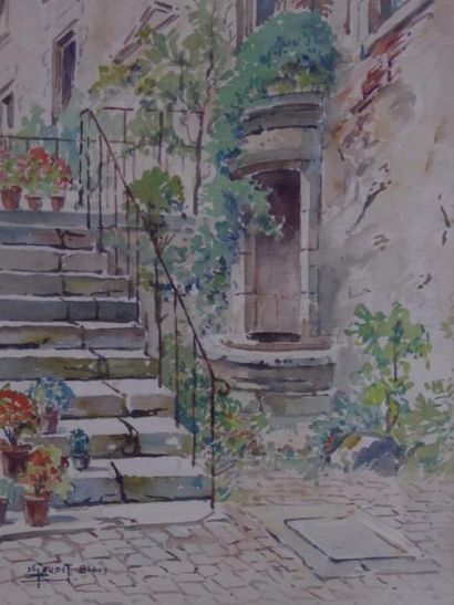 null Etienne GAUDET (1891-1963) : Blois – Fontaine Saint Jacques ? Aquarelle. Signé...