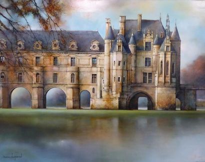null Marc CHAPAUD (né en 1941): Château de Chenonceau. Huile sur toile. Signé en...