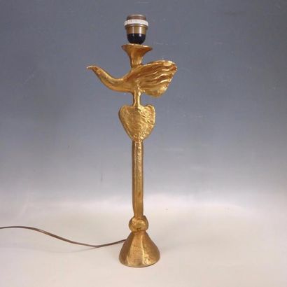 null Pierre CASENOVE (né en 1943) & FONDICA (éditeur) : Pied de lampe en bronze doré...