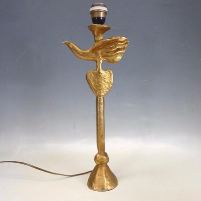 null Pierre CASENOVE (né en 1943) & FONDICA (éditeur) : Pied de lampe en bronze doré...